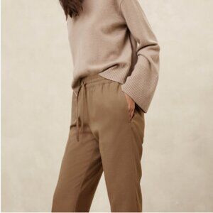 Banana Republic Tan Tapered Drawstring Trousers